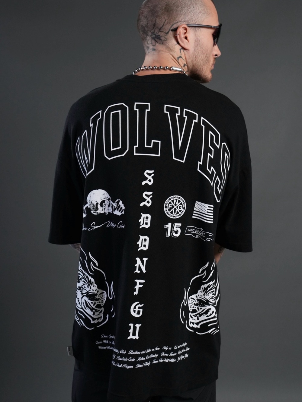 Darc Sport Fired Up “Premium” Tee Black Wolves Graphic Short Sleeve Tee - Picture 3 of 4